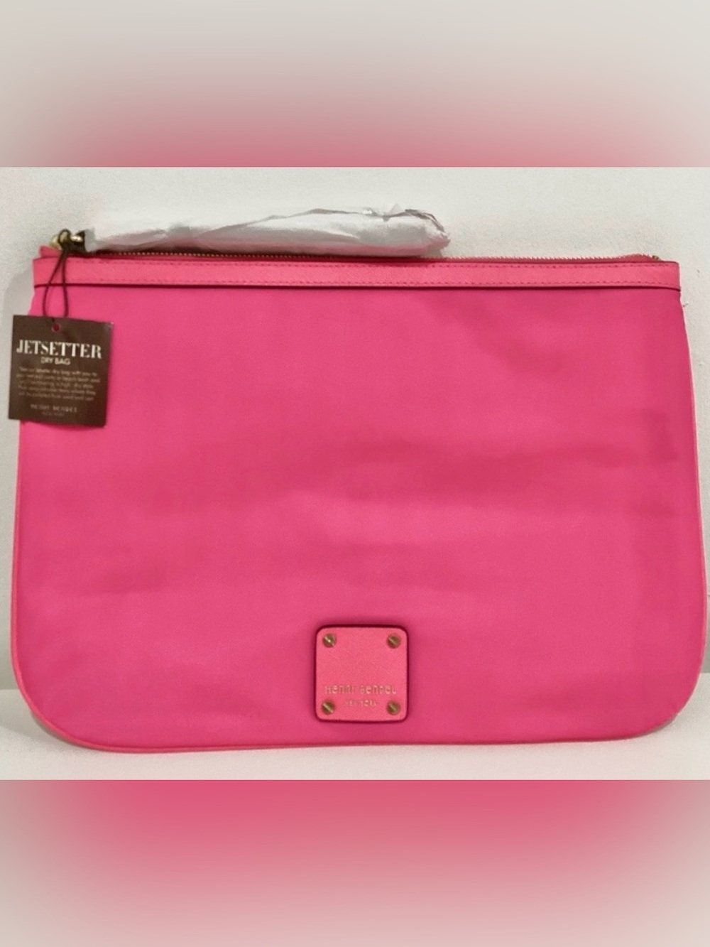 Henri Bendel RARE Jetsetter Large Pink Dry Bag Travel Pouch Wristlet - NWT